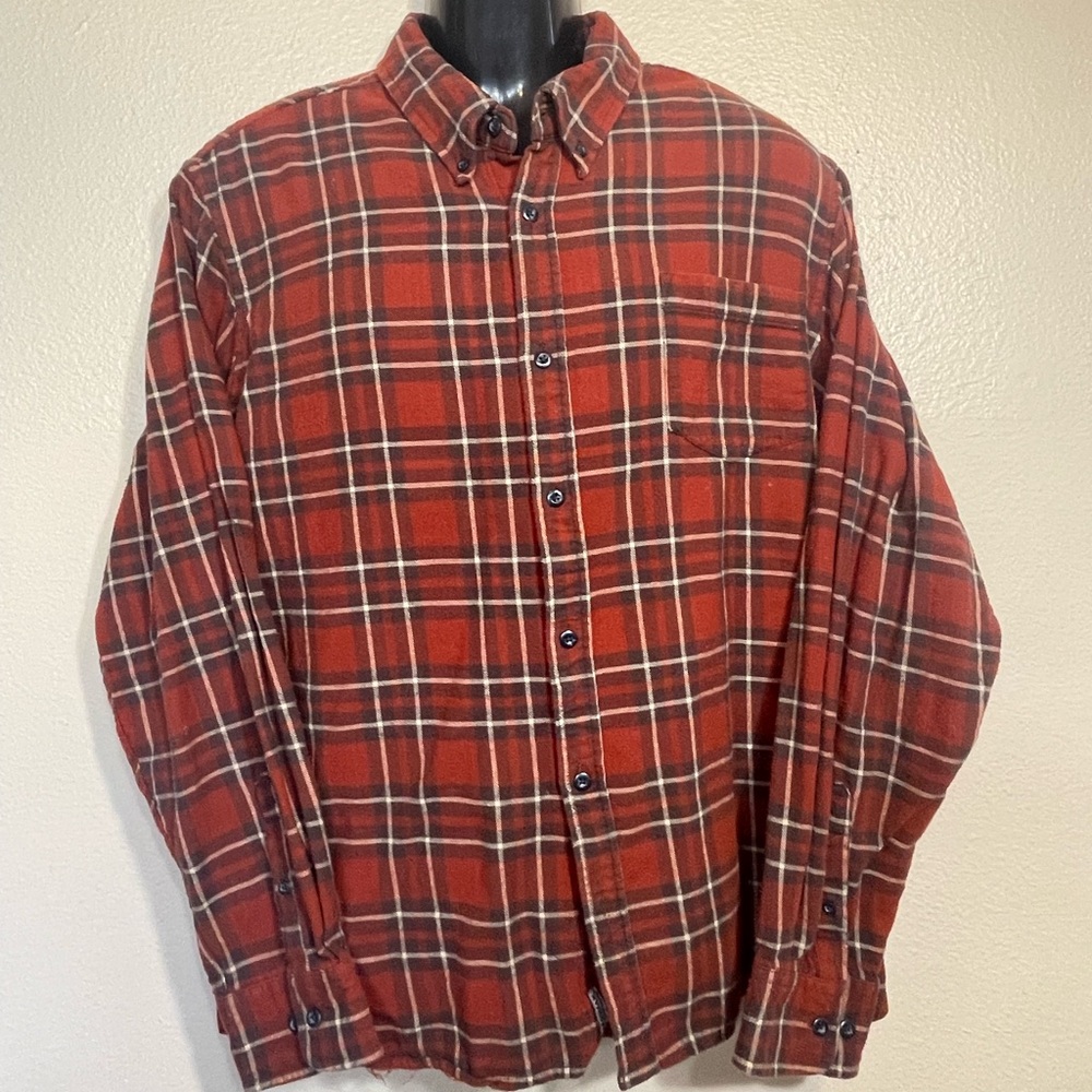 Field & Stream Men's Rust Plaid Flannel Button Down Shirt